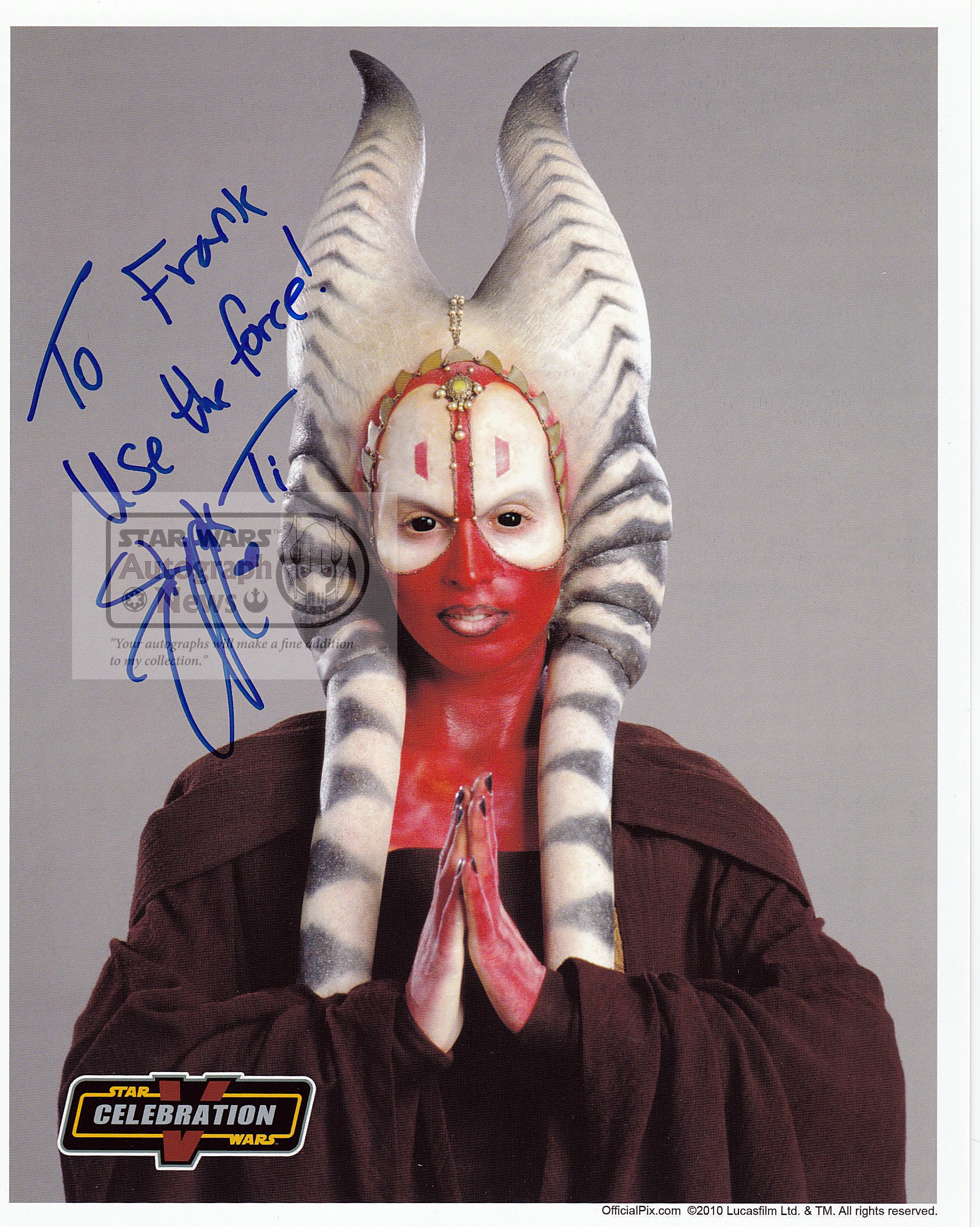 Orli Shoshan  #1 Star Wars Shaak Ti Jedi Autograph 8X10 Photo 